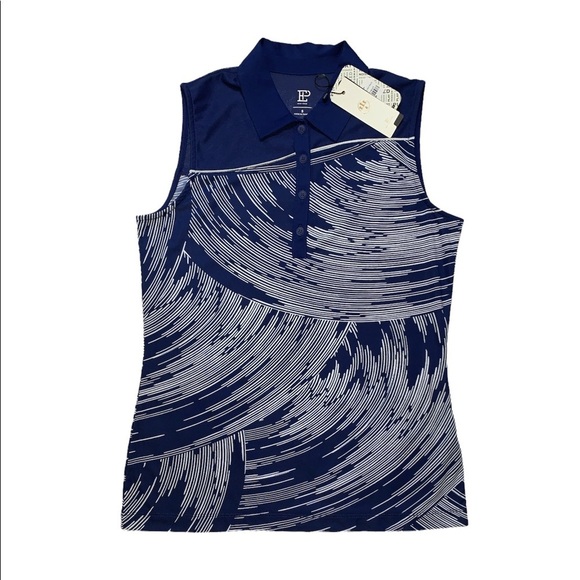 EPNY‎ Golf Swirling Print Sleeveless Polo - Picture 1 of 5